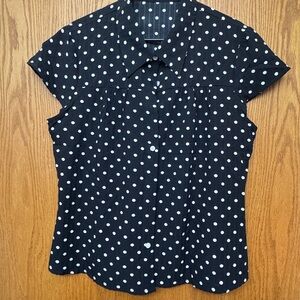 Black and White Polka Dot Women's Button Down Shirt